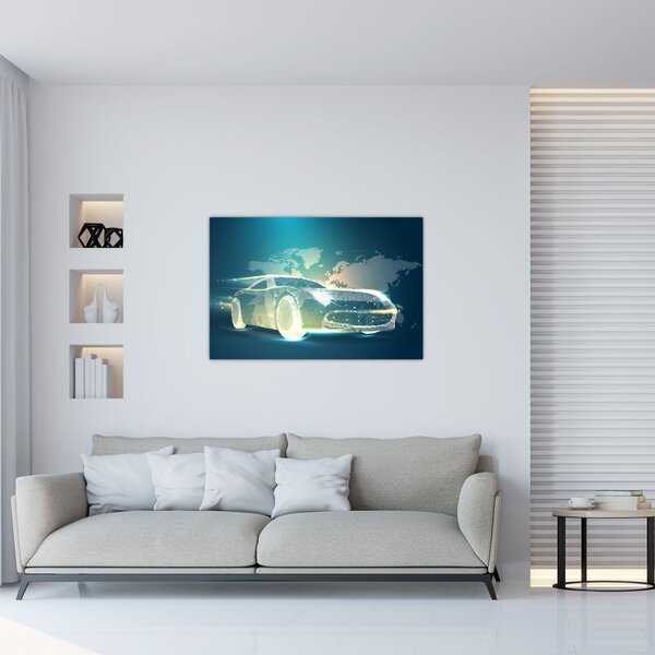 Slika avtomobila iz geometrijskih oblik (90x60 cm)