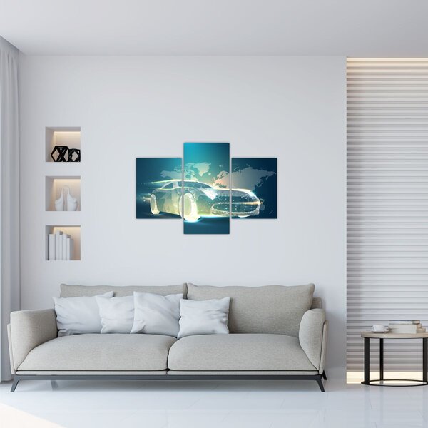 Slika avtomobila iz geometrijskih oblik (90x60 cm)