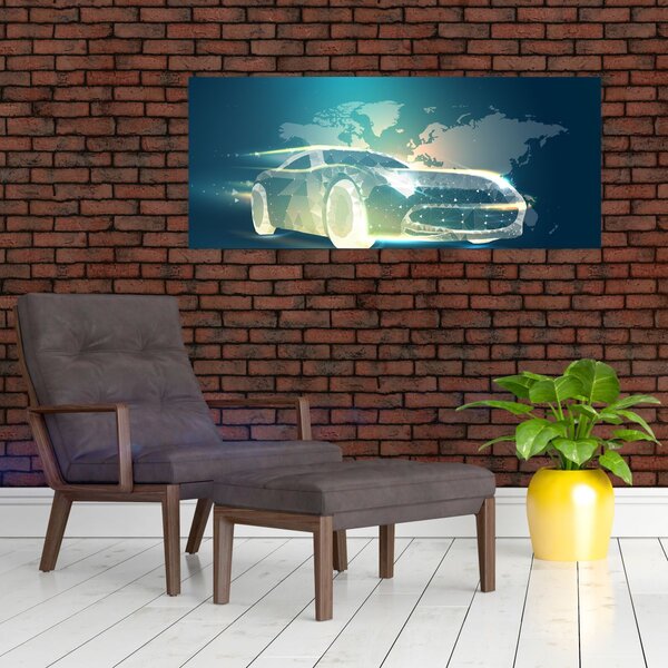 Slika avtomobila iz geometrijskih oblik (120x50 cm)