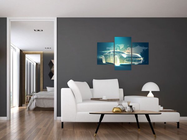 Slika avtomobila iz geometrijskih oblik (90x60 cm)