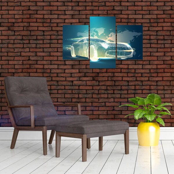 Slika avtomobila iz geometrijskih oblik (90x60 cm)