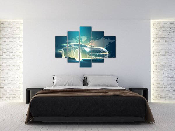 Slika avtomobila iz geometrijskih oblik (150x105 cm)
