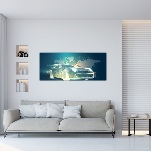 Slika avtomobila iz geometrijskih oblik (120x50 cm)