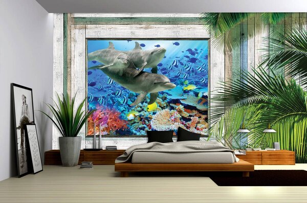 Foto tapeta - Dupini love ribu pod morem (152,5x104 cm)
