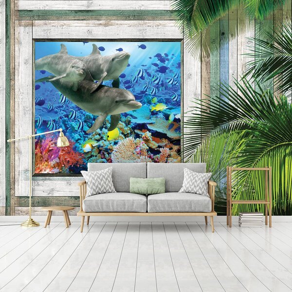 Foto tapeta - Dupini love ribu pod morem (152,5x104 cm)