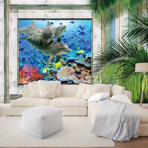 Foto tapeta - Dupini love ribu pod morem (152,5x104 cm)