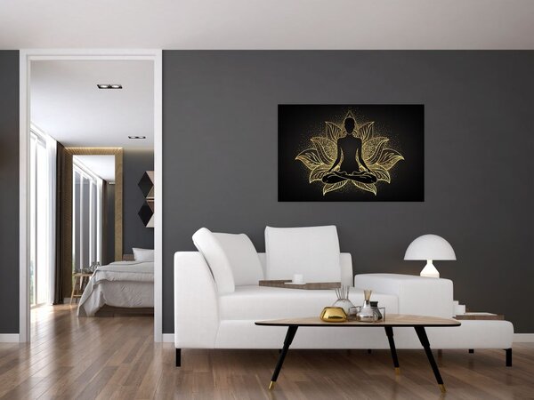 Slika silhuete v lotosovem cvetu (90x60 cm)