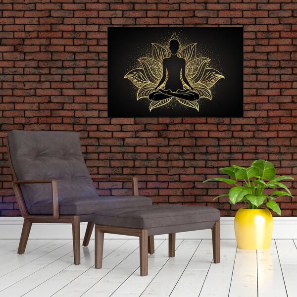 Slika silhuete v lotosovem cvetu (90x60 cm)