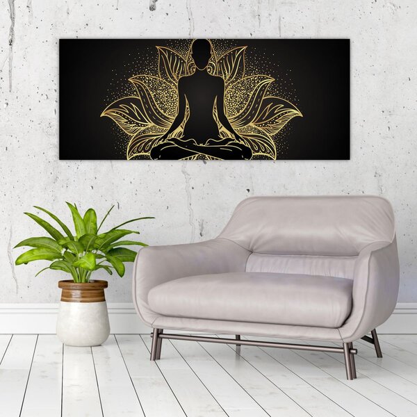 Slika silhuete v lotosovem cvetu (120x50 cm)