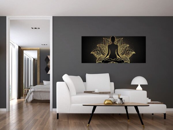 Slika silhuete v lotosovem cvetu (120x50 cm)