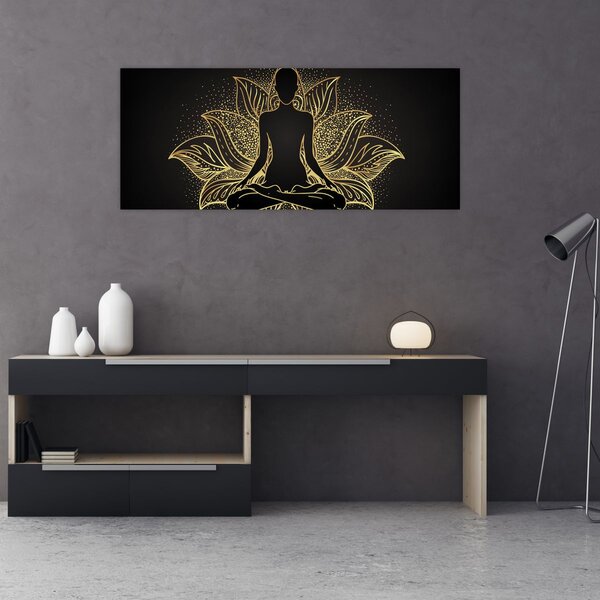 Slika silhuete v lotosovem cvetu (120x50 cm)
