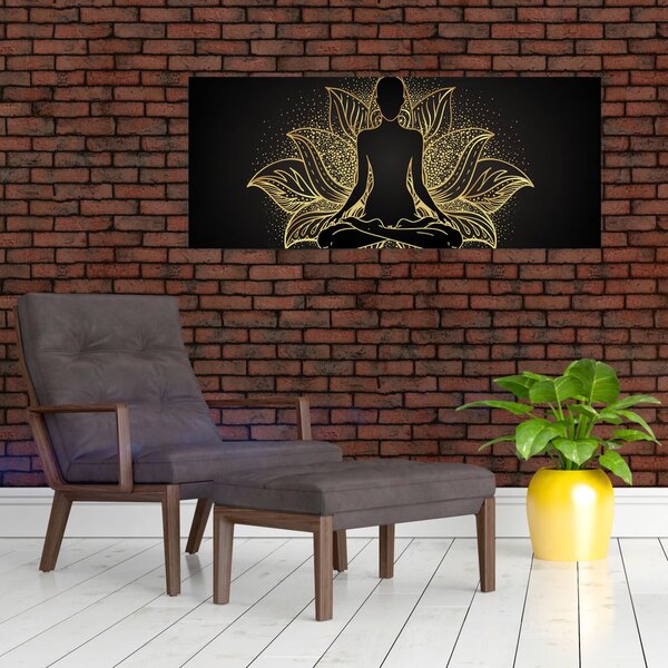 Slika silhuete v lotosovem cvetu (120x50 cm)