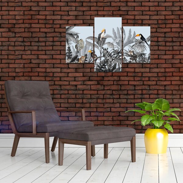 Slika živali v tropskem gozdu (90x60 cm)