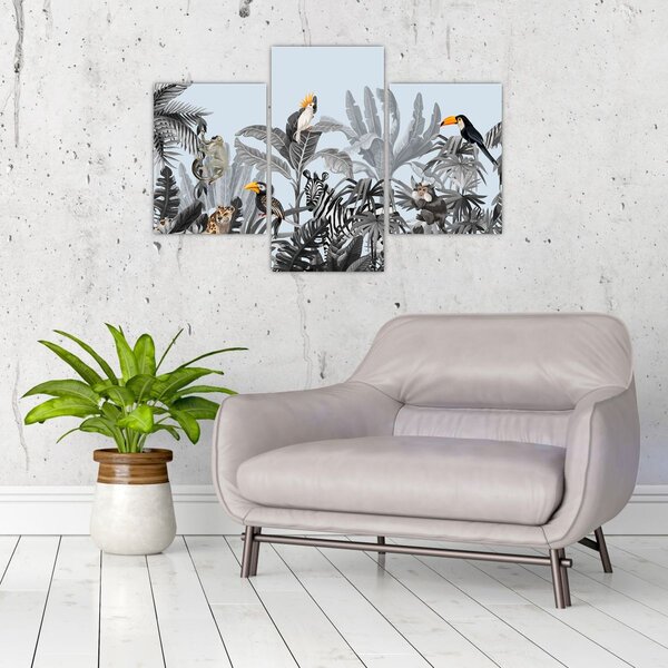Slika živali v tropskem gozdu (90x60 cm)