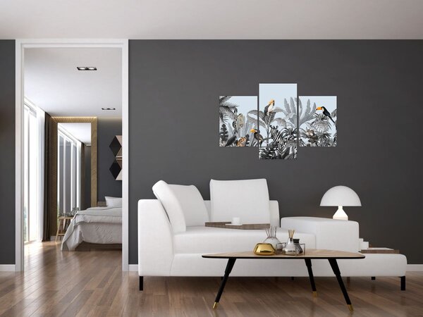 Slika živali v tropskem gozdu (90x60 cm)