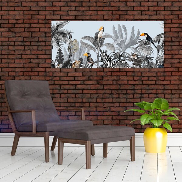 Slika živali v tropskem gozdu (120x50 cm)