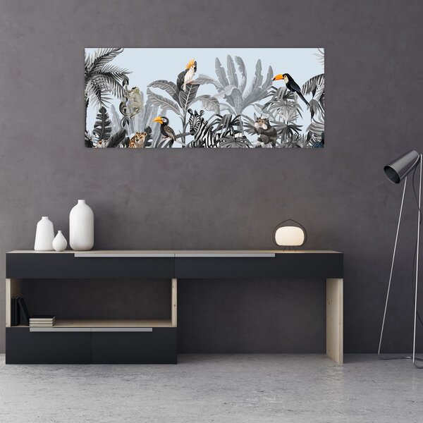Slika živali v tropskem gozdu (120x50 cm)