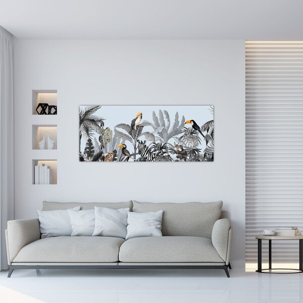 Slika živali v tropskem gozdu (120x50 cm)