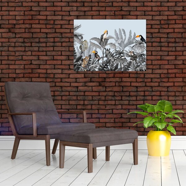 Slika živali v tropskem gozdu (70x50 cm)