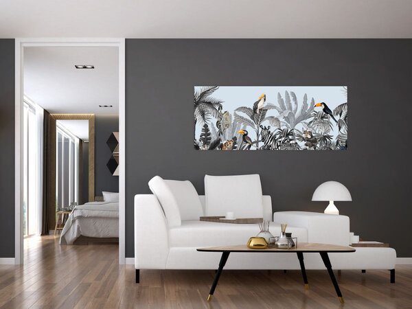 Slika živali v tropskem gozdu (120x50 cm)