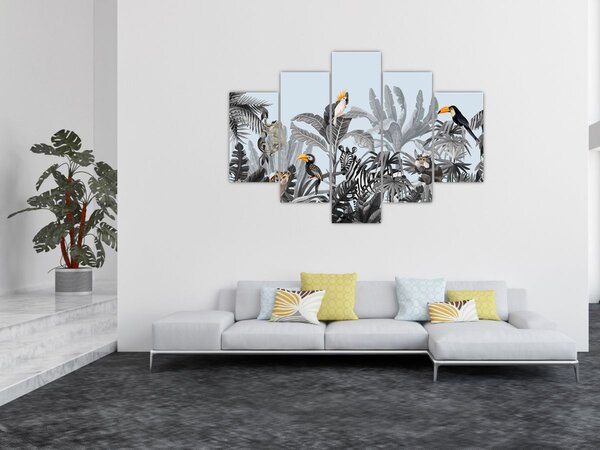 Slika živali v tropskem gozdu (150x105 cm)