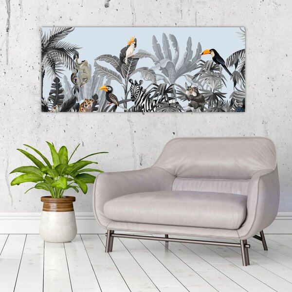 Slika živali v tropskem gozdu (120x50 cm)