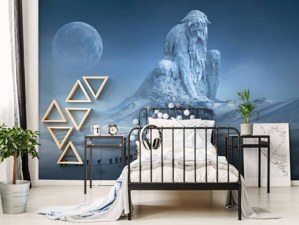 Foto tapeta - Titan se bori protiv zmaja na mjesečini (152,5x104 cm)