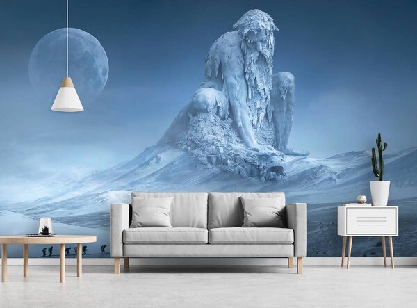 Foto tapeta - Titan se bori protiv zmaja na mjesečini (152,5x104 cm)