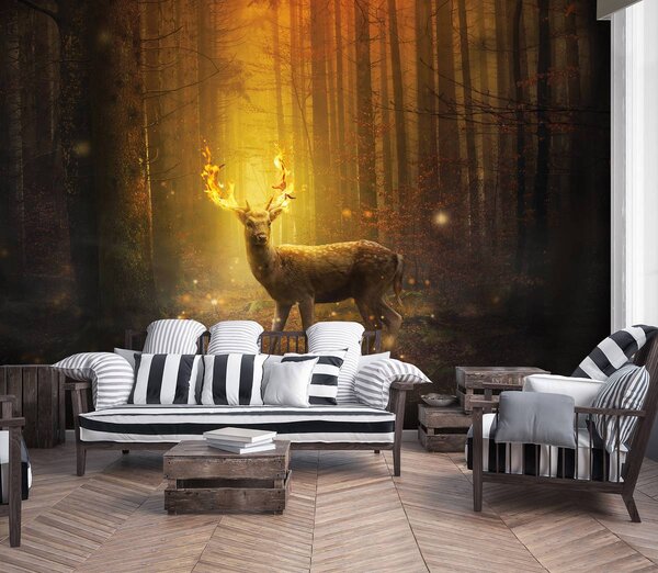 Foto tapeta - Jeleni u sjaju zalazećeg sunca (152,5x104 cm)