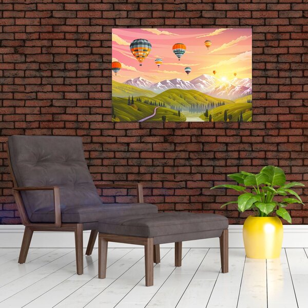 Slika balonov nad pokrajino (90x60 cm)