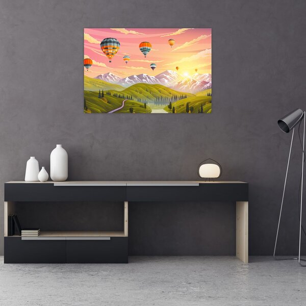 Slika balonov nad pokrajino (90x60 cm)