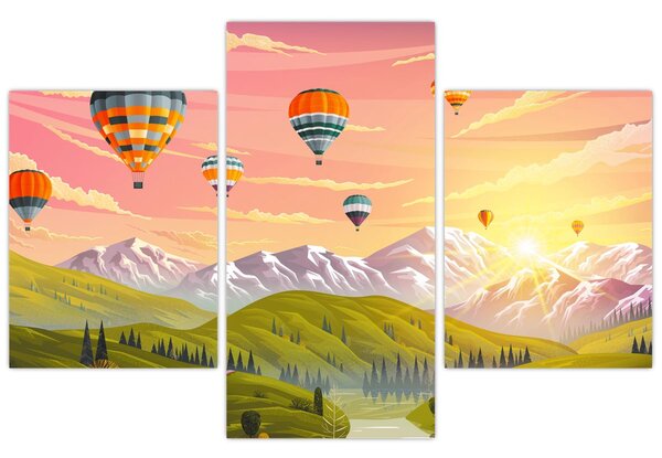 Slika balonov nad pokrajino (90x60 cm)