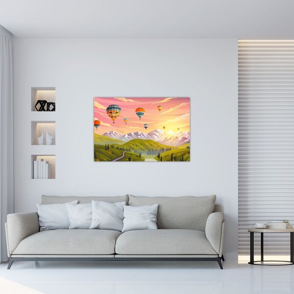 Slika balonov nad pokrajino (90x60 cm)
