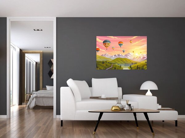 Slika balonov nad pokrajino (90x60 cm)