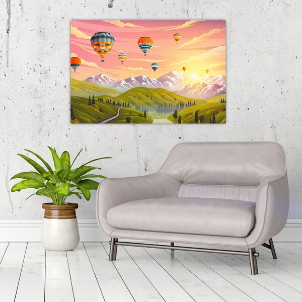 Slika balonov nad pokrajino (90x60 cm)