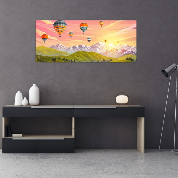 Slika balonov nad pokrajino (120x50 cm)