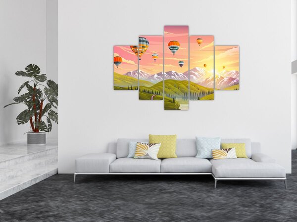 Slika balonov nad pokrajino (150x105 cm)
