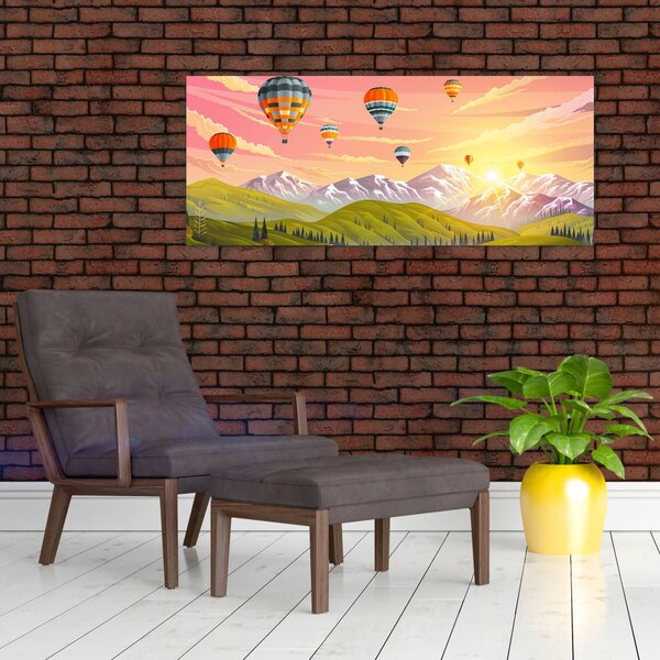 Slika balonov nad pokrajino (120x50 cm)