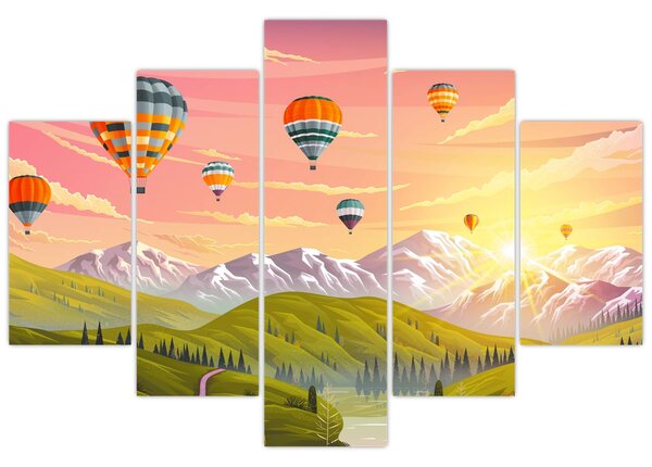 Slika balonov nad pokrajino (150x105 cm)