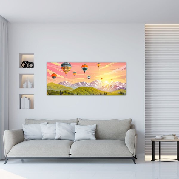 Slika balonov nad pokrajino (120x50 cm)