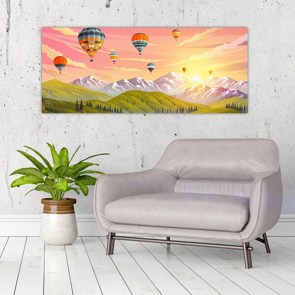 Slika balonov nad pokrajino (120x50 cm)