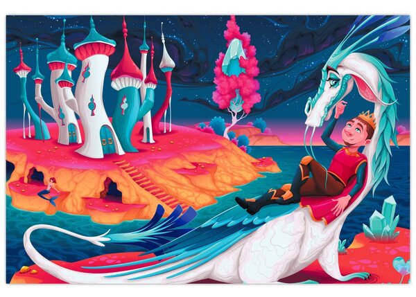 Slika - Princ in zmajeva princesa (90x60 cm)