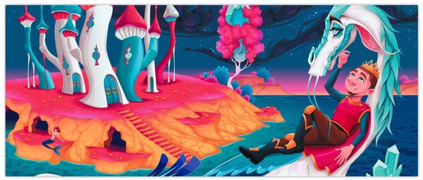 Slika - Princ in zmajeva princesa (120x50 cm)