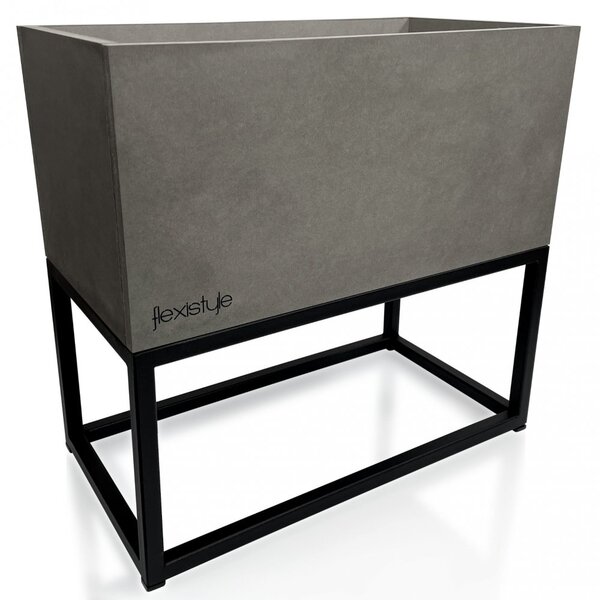 Elegantna široka metalna posuda za cvijeće u sivoj boji LOFT FIORINO 42X22X40 cm