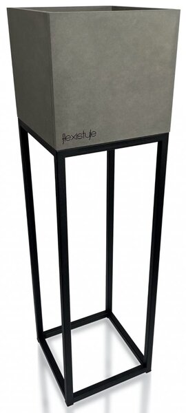 Elegantna visoka metalna posuda za cvijeće u sivoj boji LOFT FIORINO 22X22X80 cm