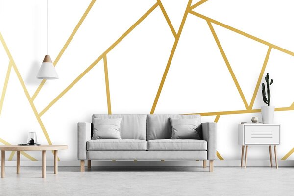 Foto tapeta - Zlatne geometrijske linije (152,5x104 cm)