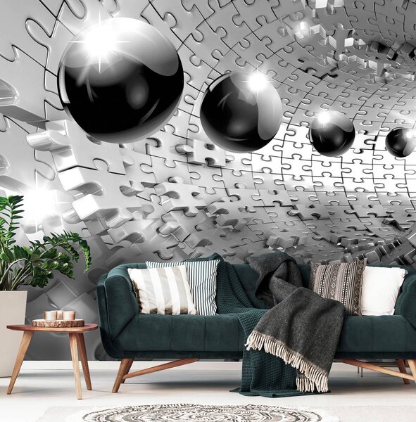 Foto tapeta - 3D kugla u sivoj boji (152,5x104 cm)