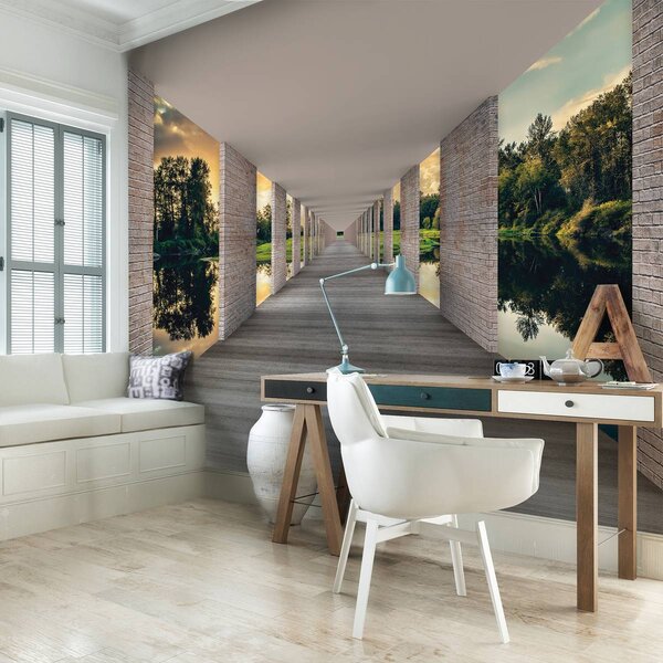 Foto tapeta - Tunel s pogledom na jezero (152,5x104 cm)