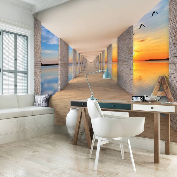 Foto tapeta - Tunel s pogledom na jezero (152,5x104 cm)