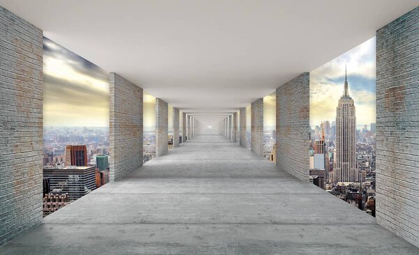 Foto tapeta - Tunel s pogledom na New York (152,5x104 cm)